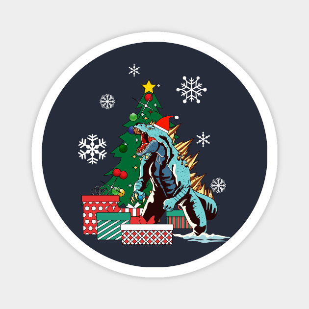 Godzilla Around The Christmas Tree Magnet by Nova5